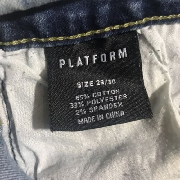 Platform Slim Skinny Stretch Denim Jeans Ripped Med Blue Stressed Size 29/30 - Picture 12 of 12